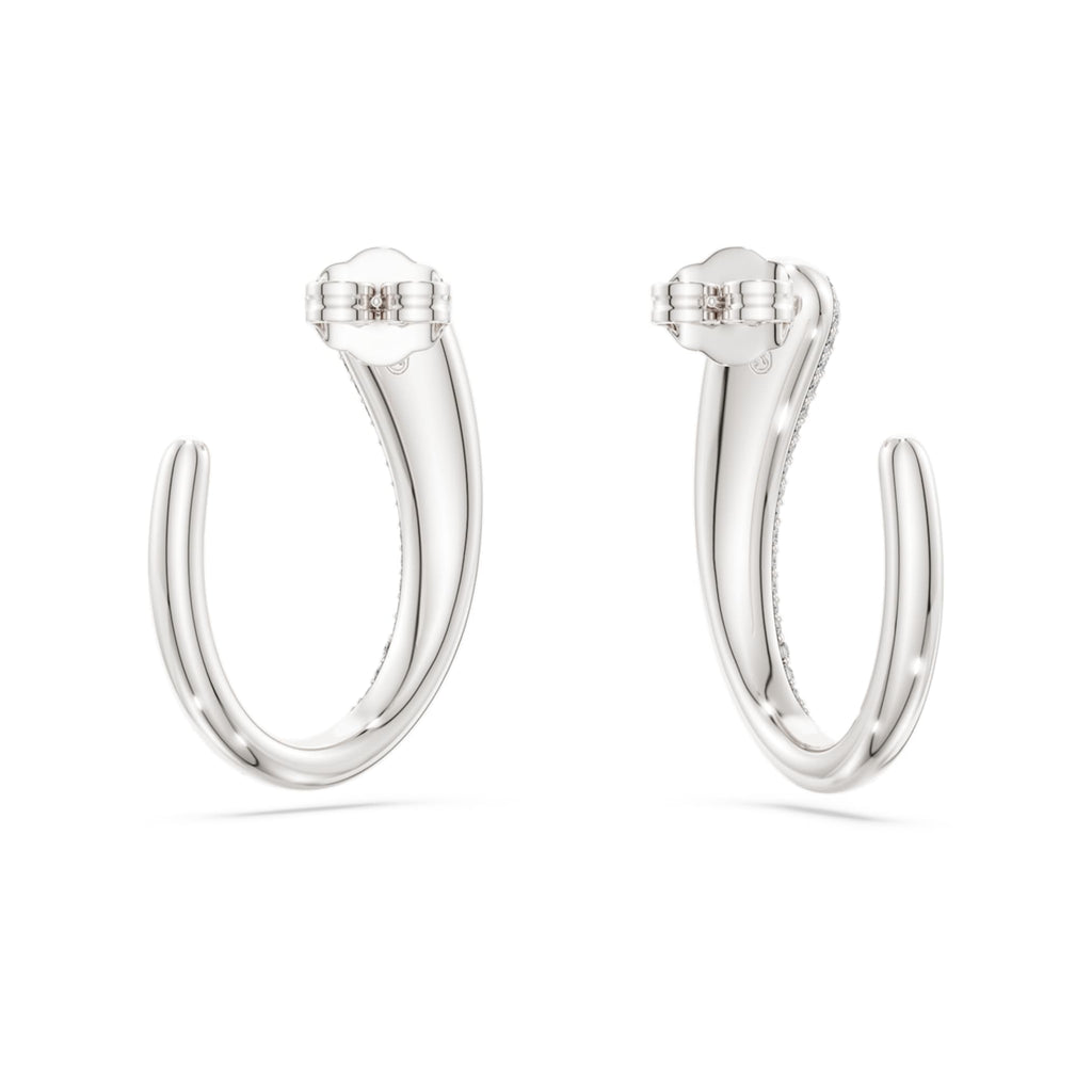 Swarovski Classica hoop earrings Round cut, White, Sterling silver
