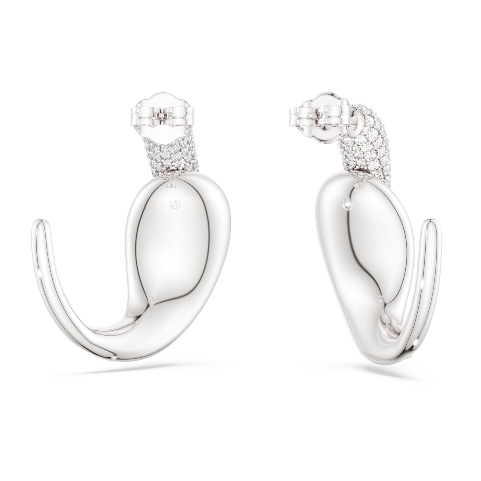 Swarovski Classica hoop earrings Statement, Round cut, White, Sterling silver