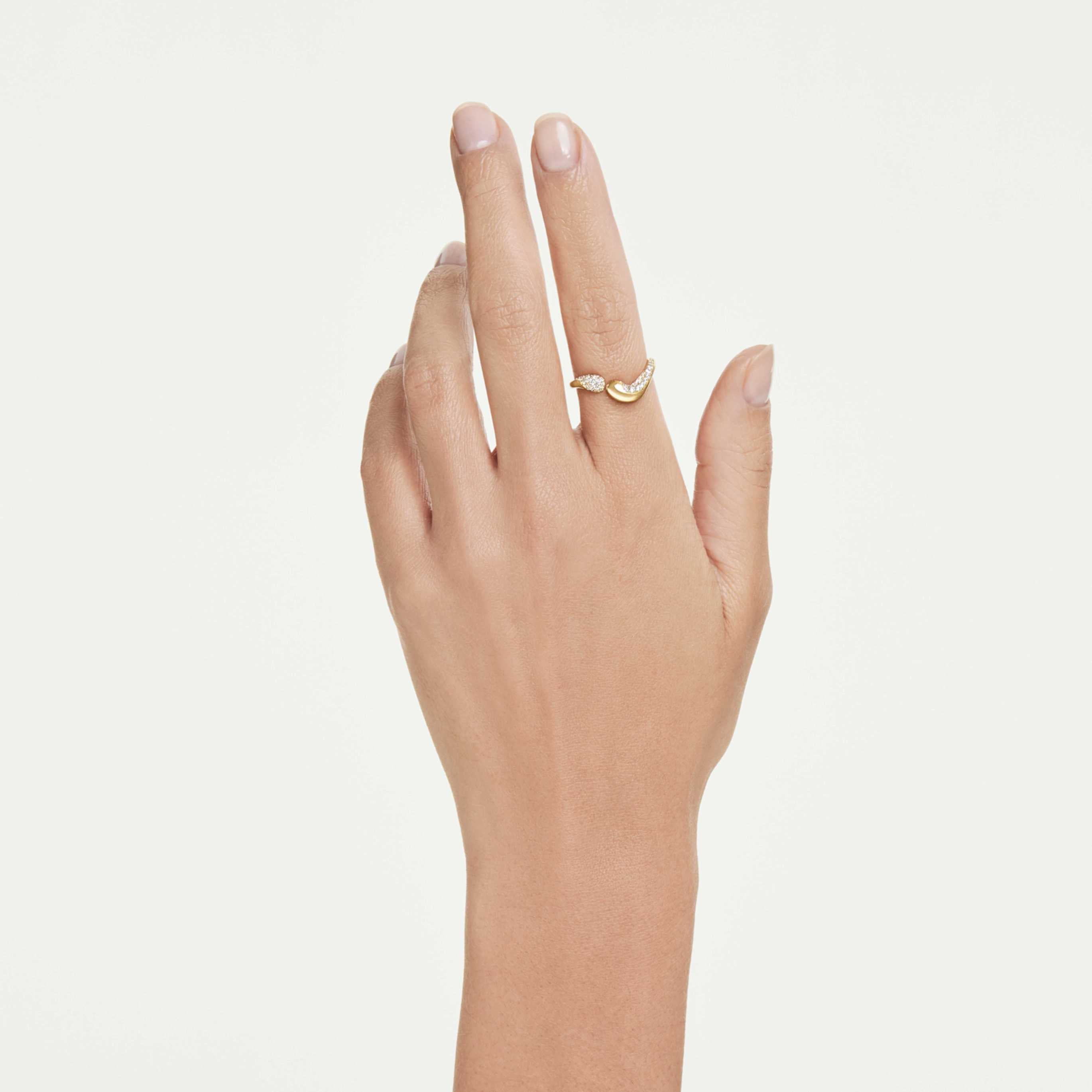 Swarovski Classica open ring Round cut, White, Sterling silver, 18K gold finish
