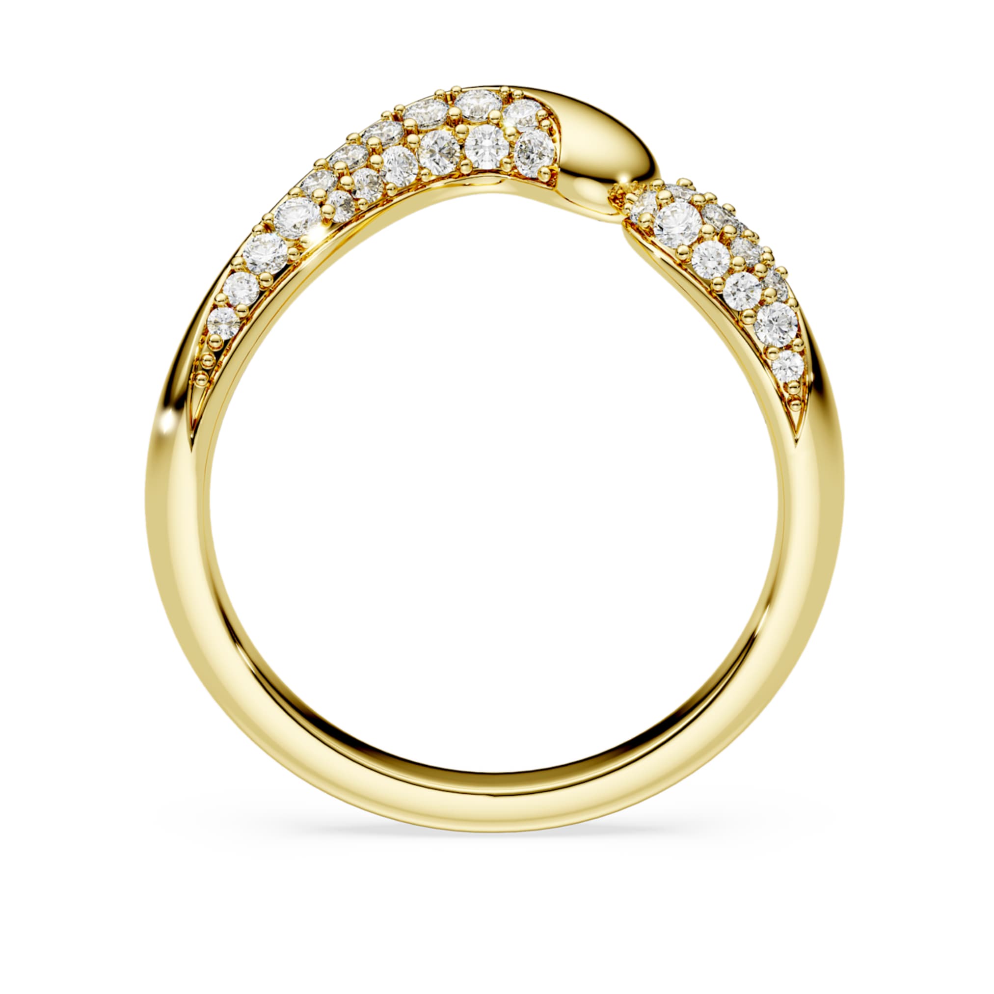 Swarovski Classica open ring Round cut, White, Sterling silver, 18K gold finish