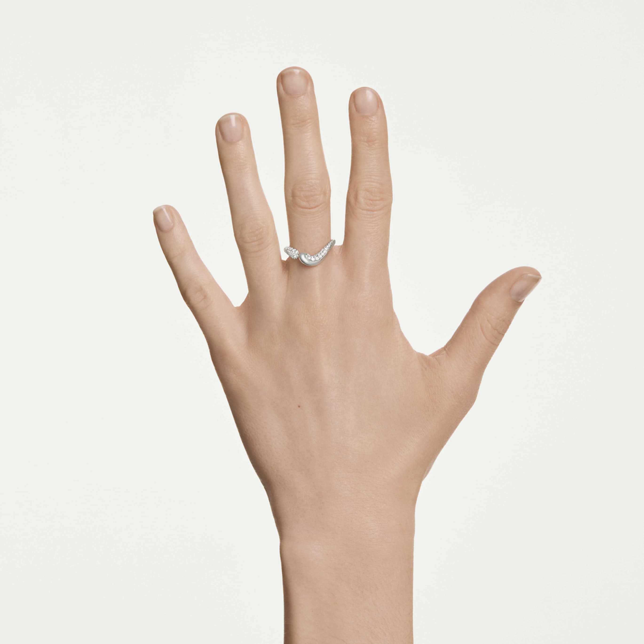 Swarovski Classica open ring Round cut, White, Sterling silver
