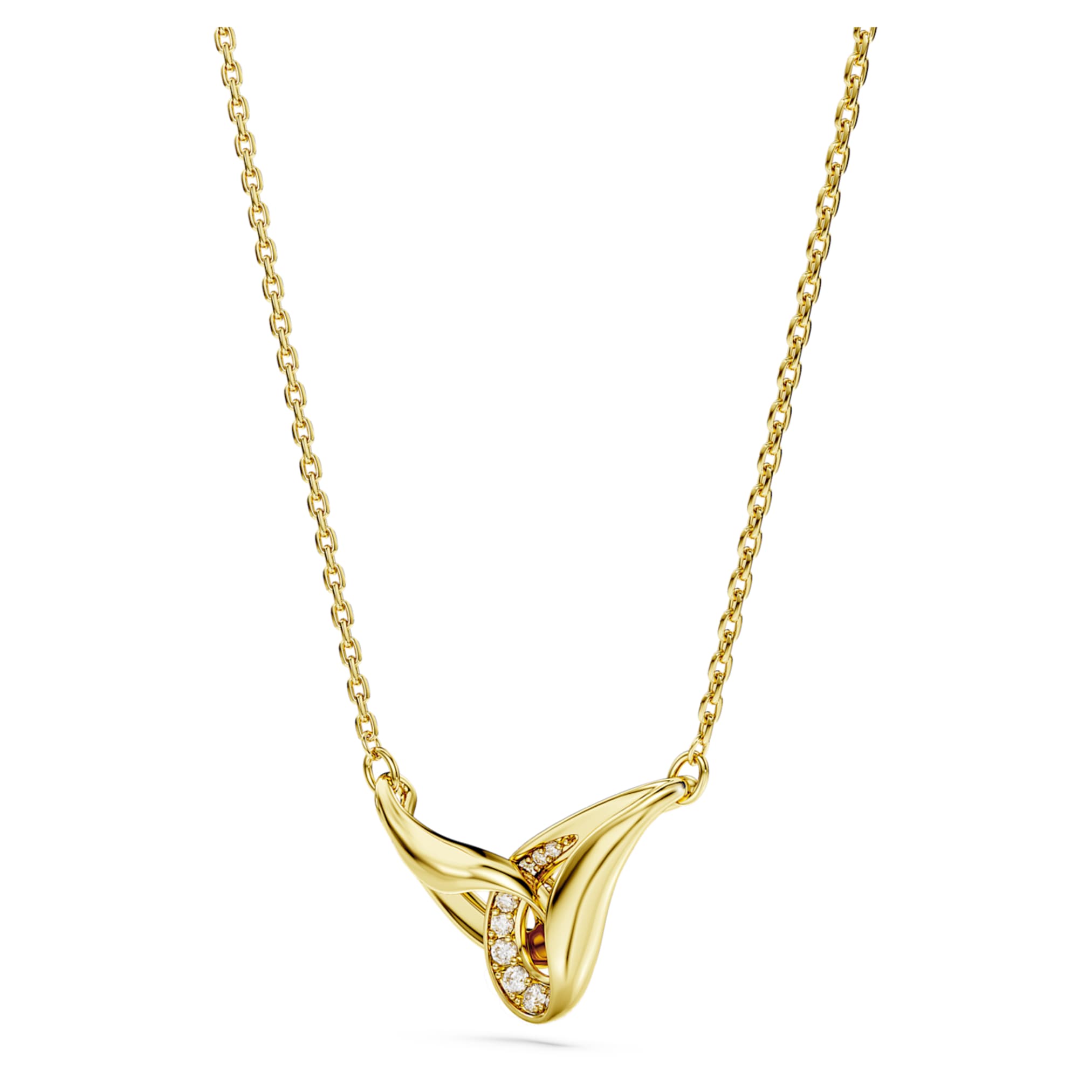 Swarovski Classica pendant Round cut, Interlocking, White, Sterling silver, 18K gold finish