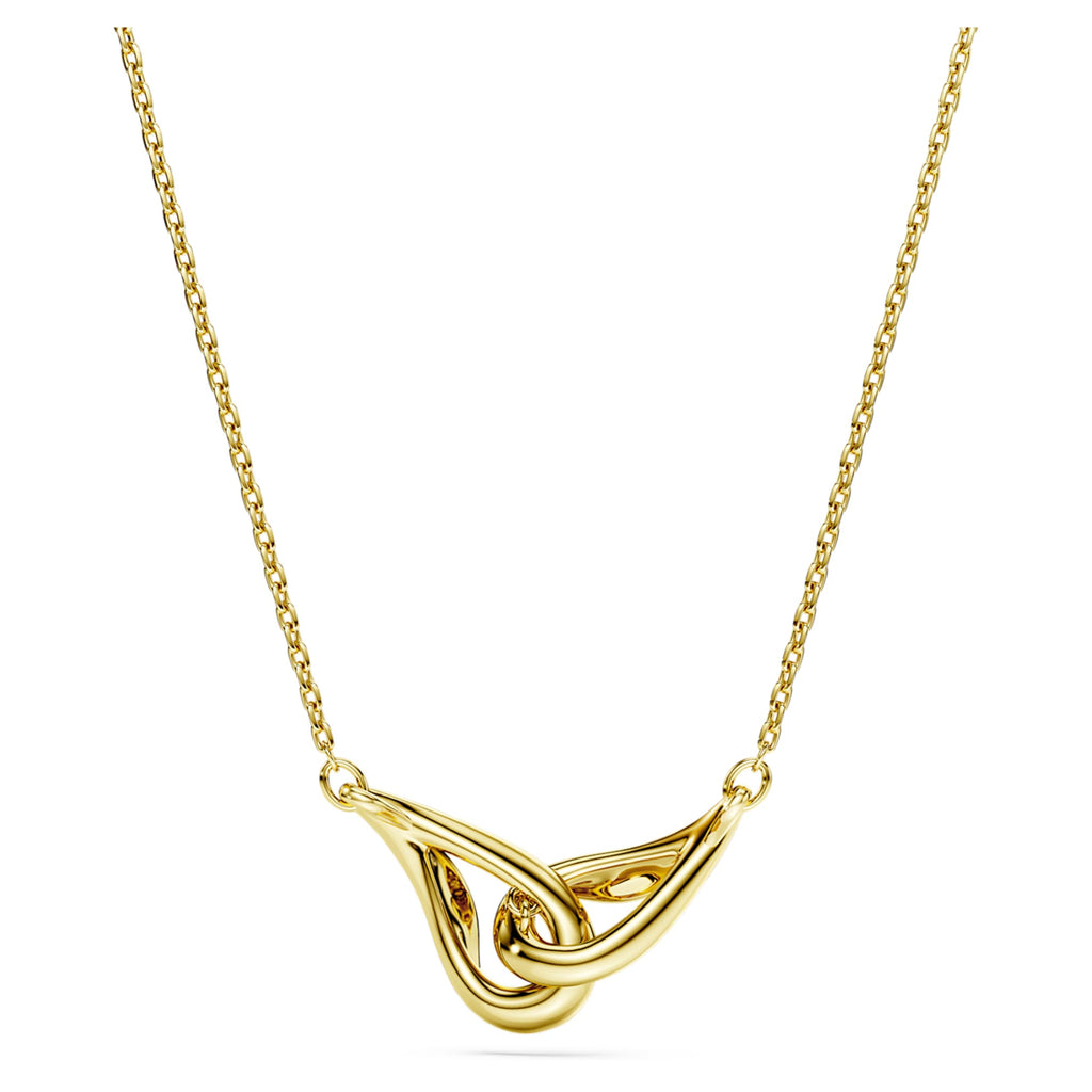 Swarovski Classica pendant Round cut, Interlocking, White, Sterling silver, 18K gold finish