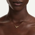 Swarovski Classica pendant Round cut, Interlocking, White, Sterling silver, 18K gold finish