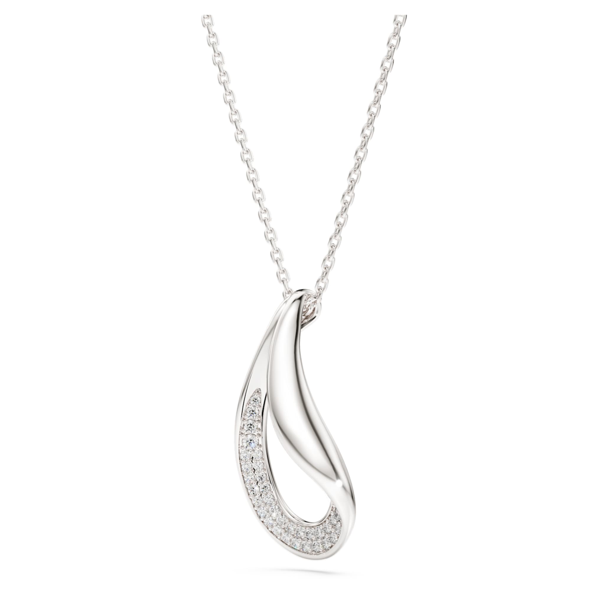 Swarovski Classica pendant Round cut, Long, White, Sterling silver