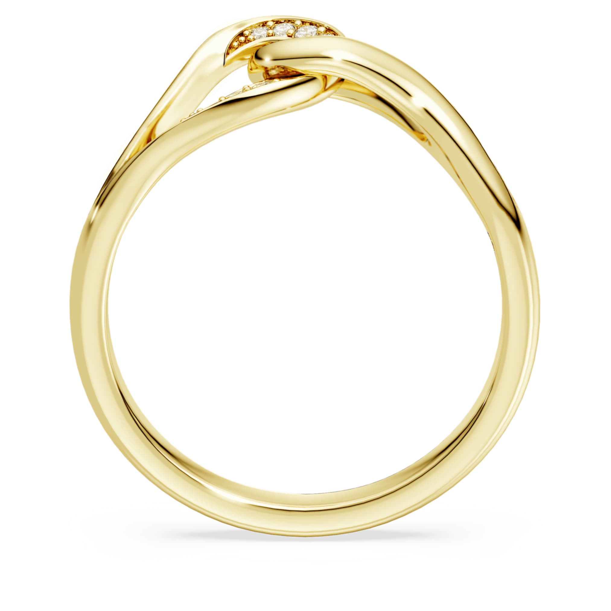 Swarovski Classica ring Round cut, Interlocking, White, Sterling silver, 18K gold finish