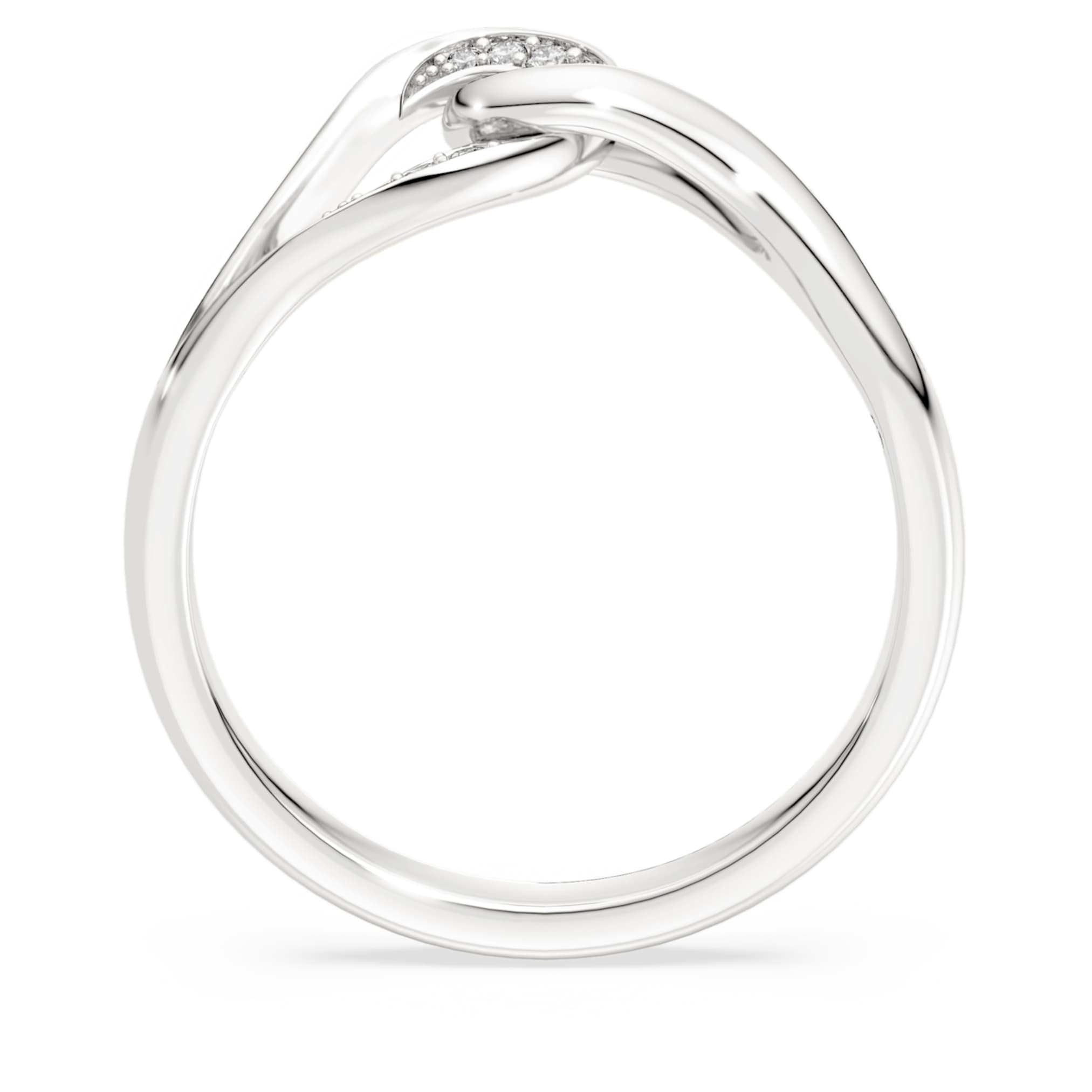Swarovski Classica ring Round cut, Interlocking, White, Sterling silver