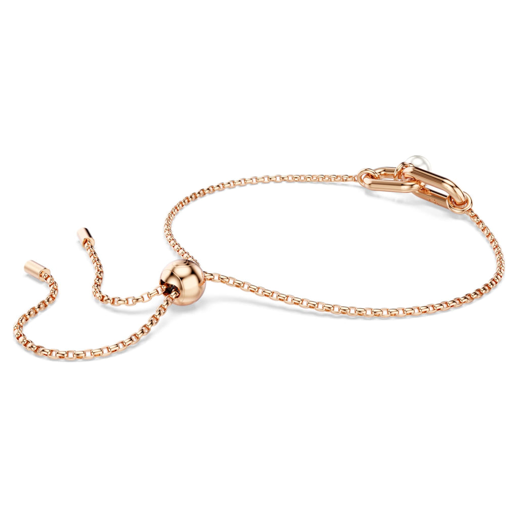 Swarovski Constella bracelet Crystal pearl, Round cut, White, 18K rose gold finish