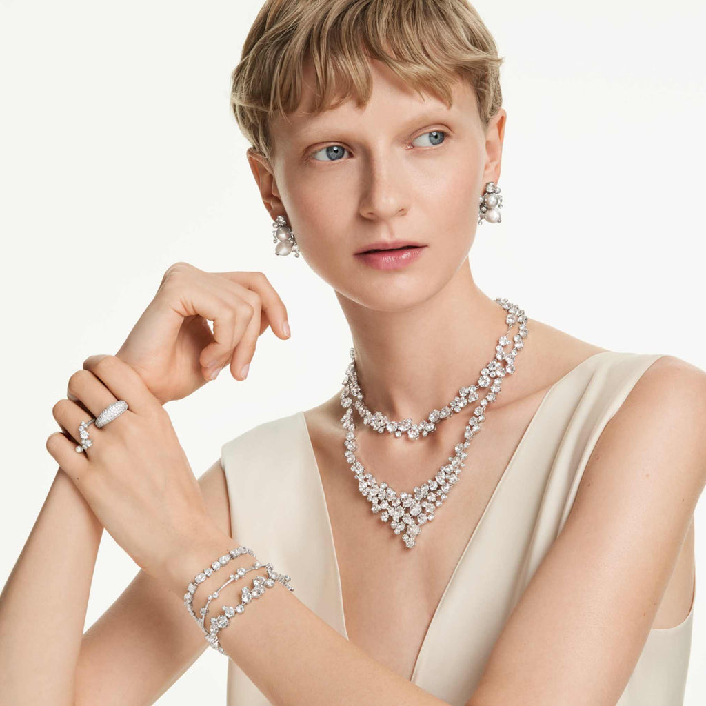 Swarovski Constella bracelet Mixed cuts, White, Rhodium plated