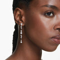 Swarovski Constella drop earrings Crystal pearl, Round cuts, White, Rhodium plated