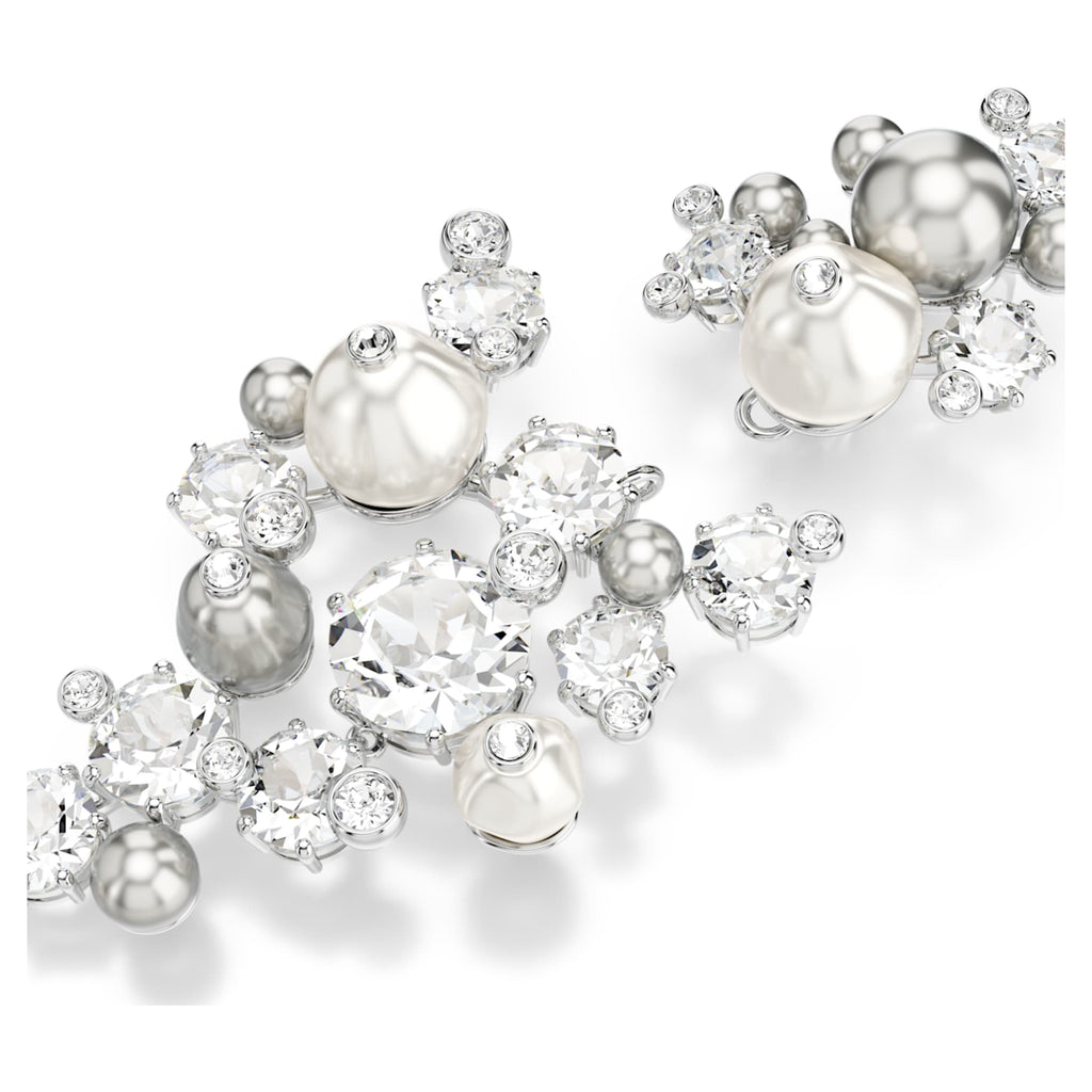 Swarovski Constella earrings Crystal pearl, Round cut, White, Rhodium plated