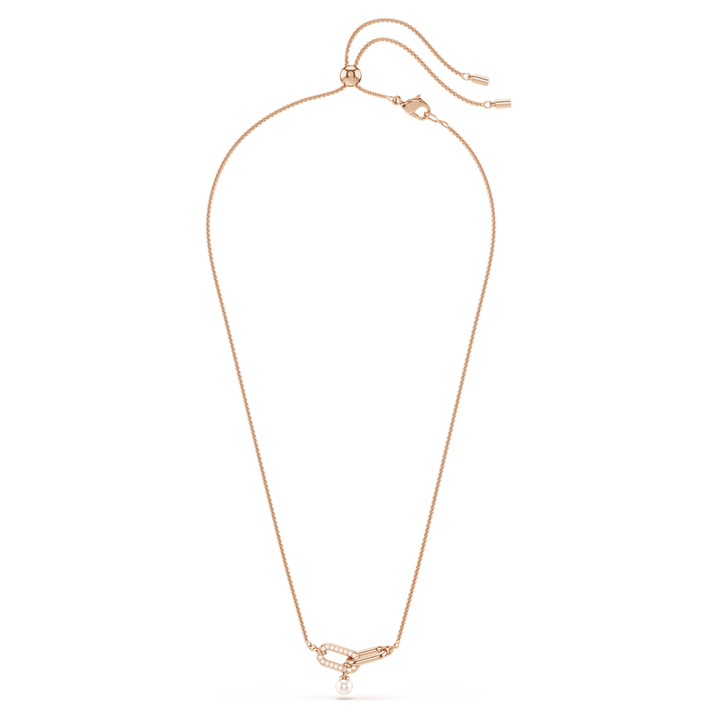 Swarovski Constella pendant Crystal pearl, Round cut, White, 18K rose gold finish