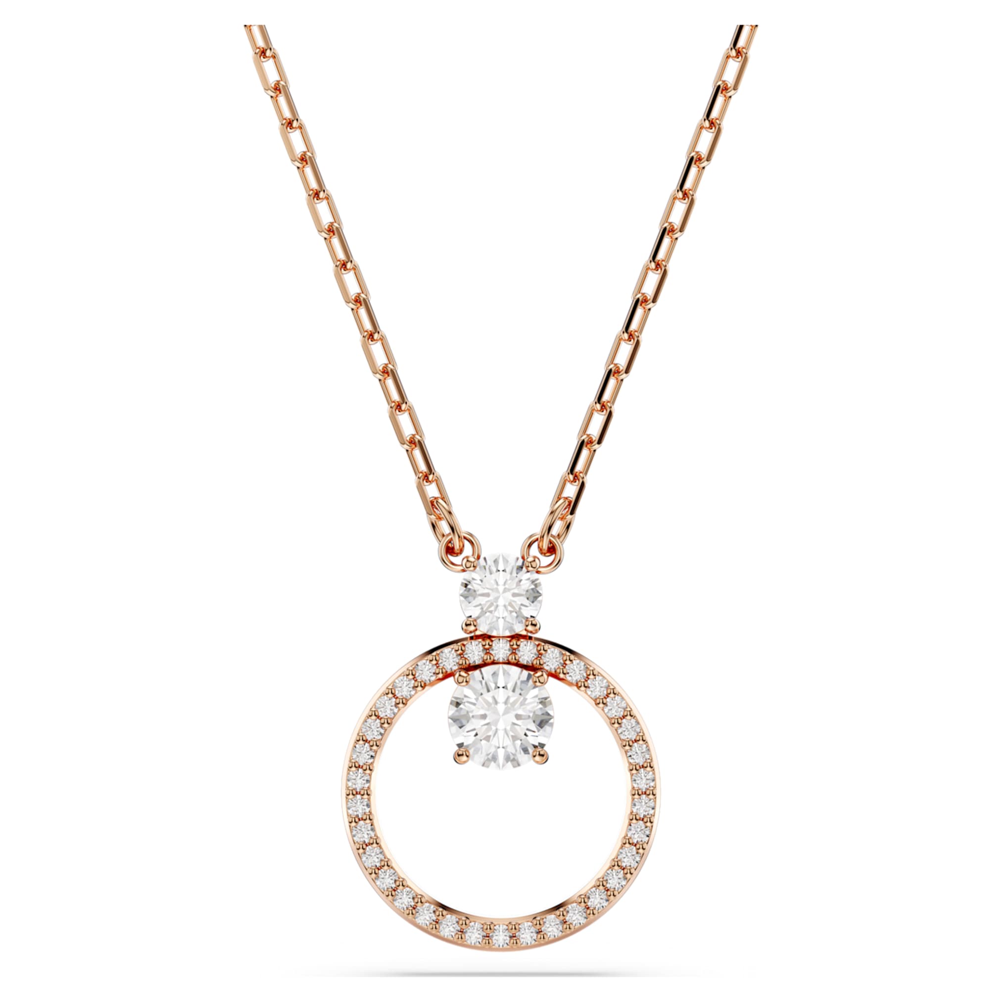 Swarovski Constella pendant Pavé, Round cut, White, 18K rose gold finish