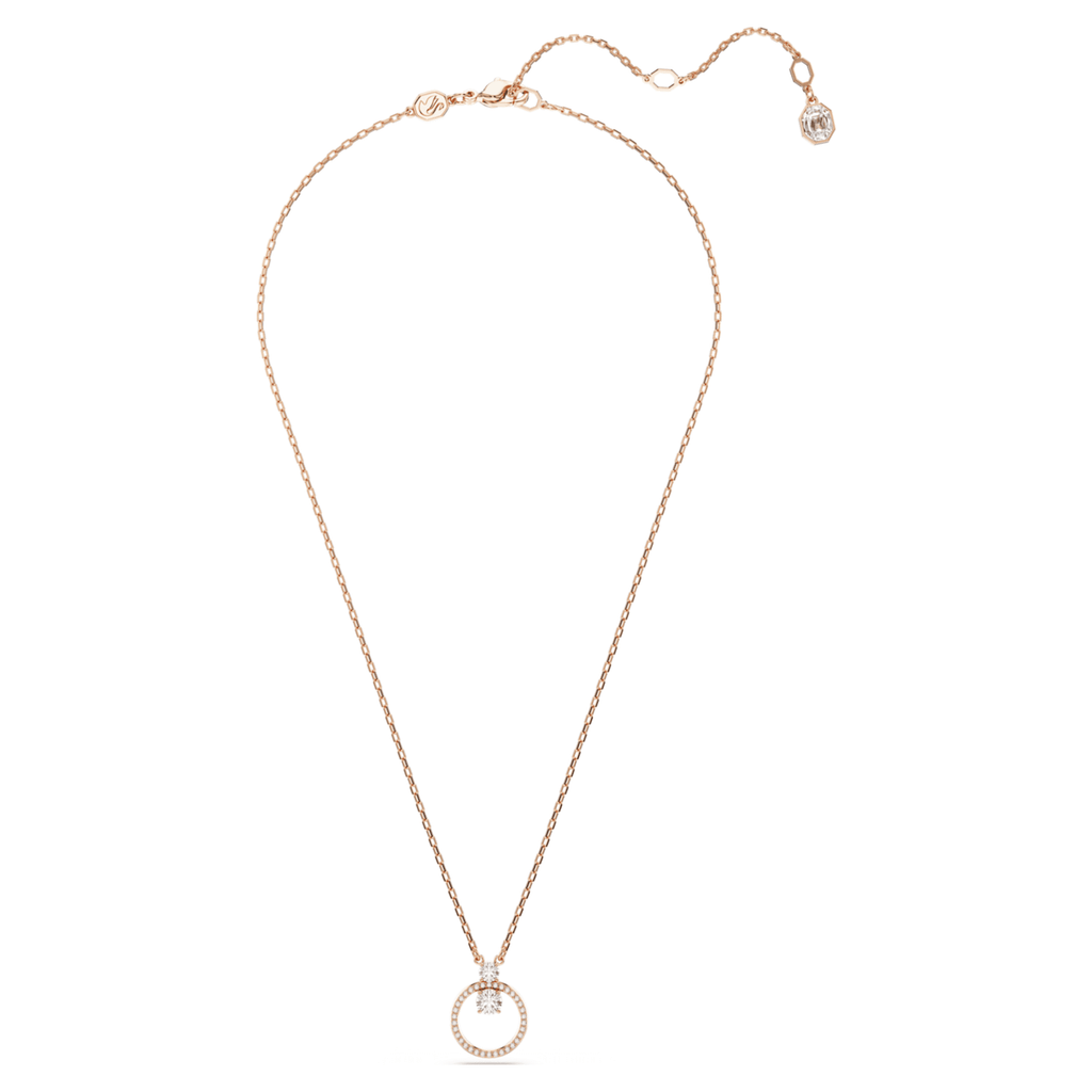 Swarovski Constella pendant Pavé, Round cut, White, 18K rose gold finish
