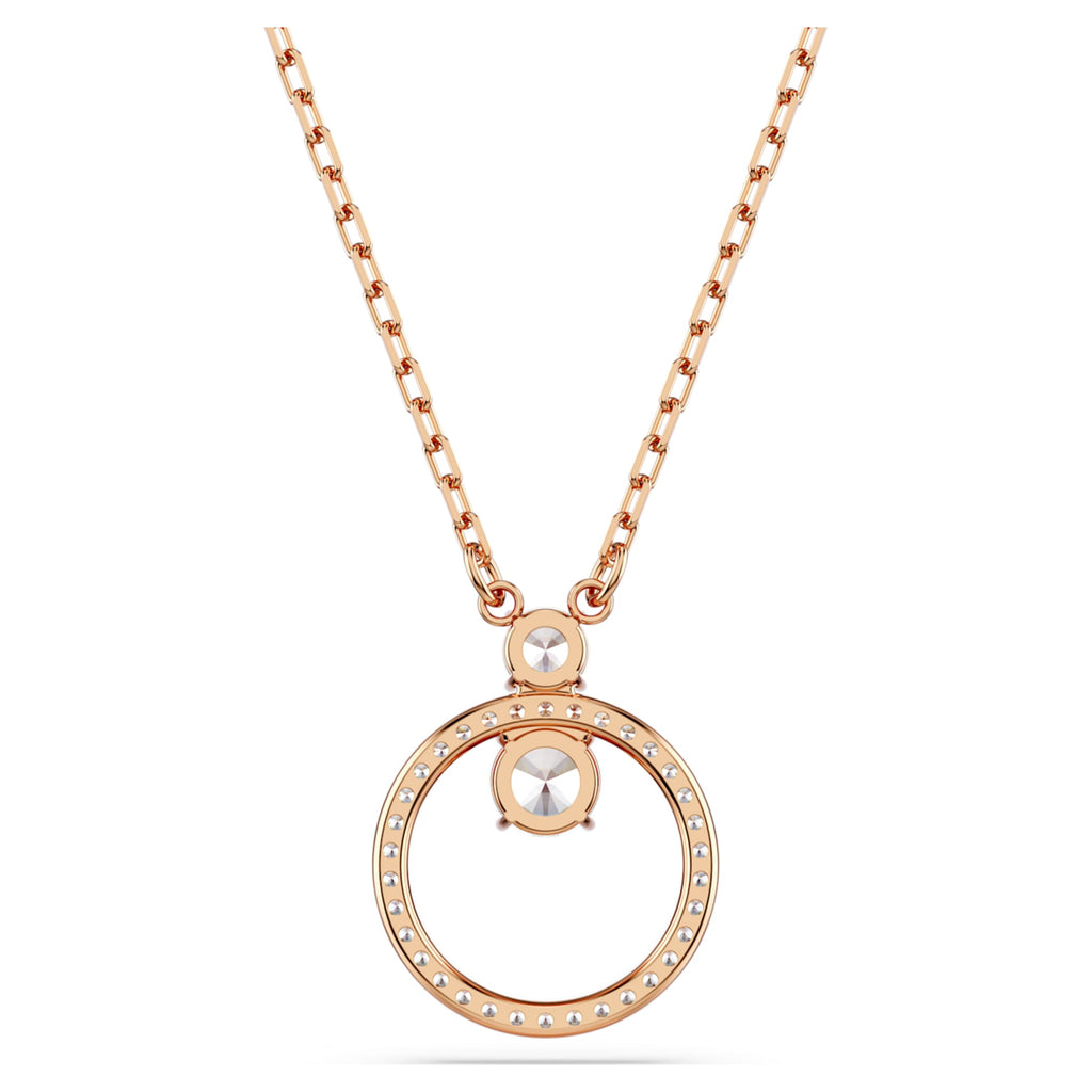 Swarovski Constella pendant Pavé, Round cut, White, 18K rose gold finish