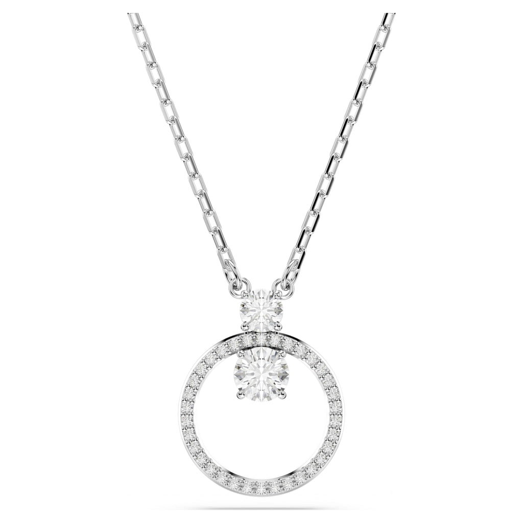Swarovski Constella pendant Pavé, Round cut, White, Rhodium plated