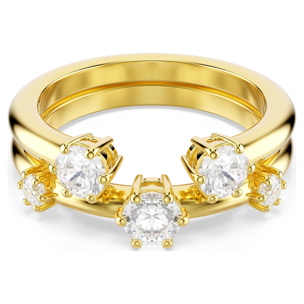 Swarovski Constella ring Set (2), Round cut, White, 18K gold finish