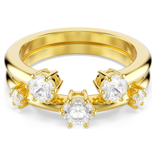 Swarovski Constella ring Set (2), Round cut, White, 18K gold finish