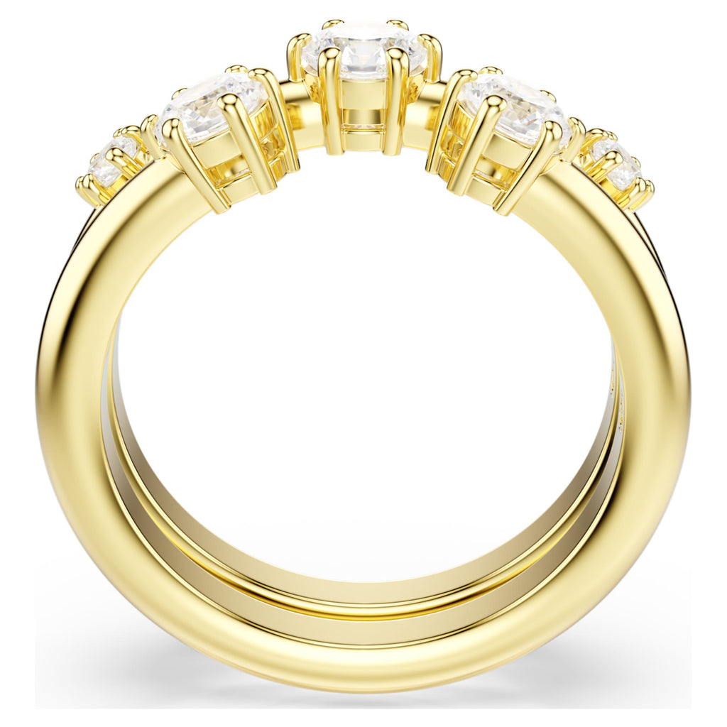Swarovski Constella ring Set (2), Round cut, White, 18K gold finish