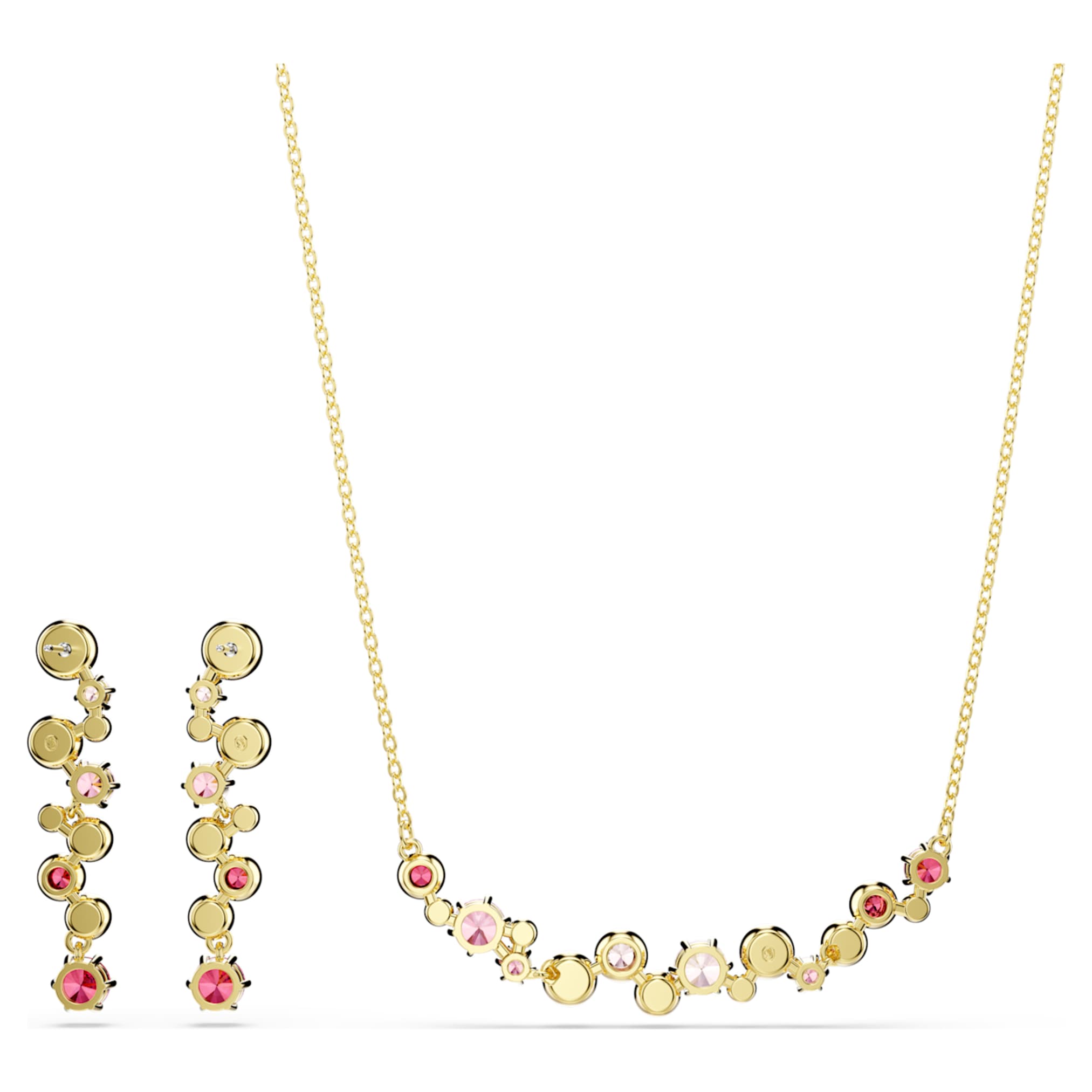 Swarovski Constella set Mixed cuts, Multicolored, 18K gold finish