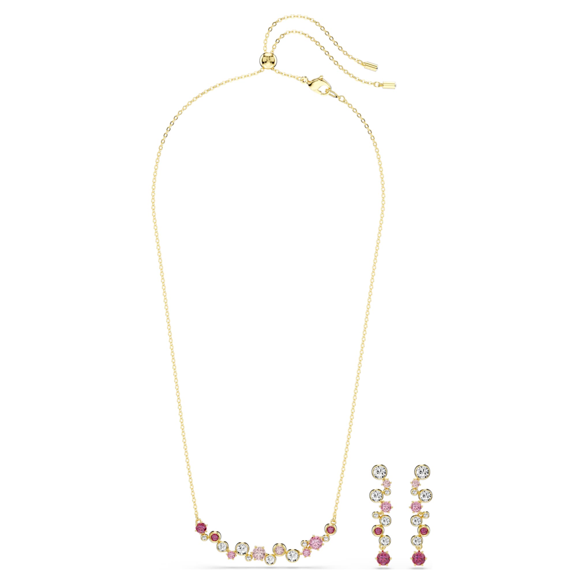Swarovski Constella set Mixed cuts, Multicolored, 18K gold finish