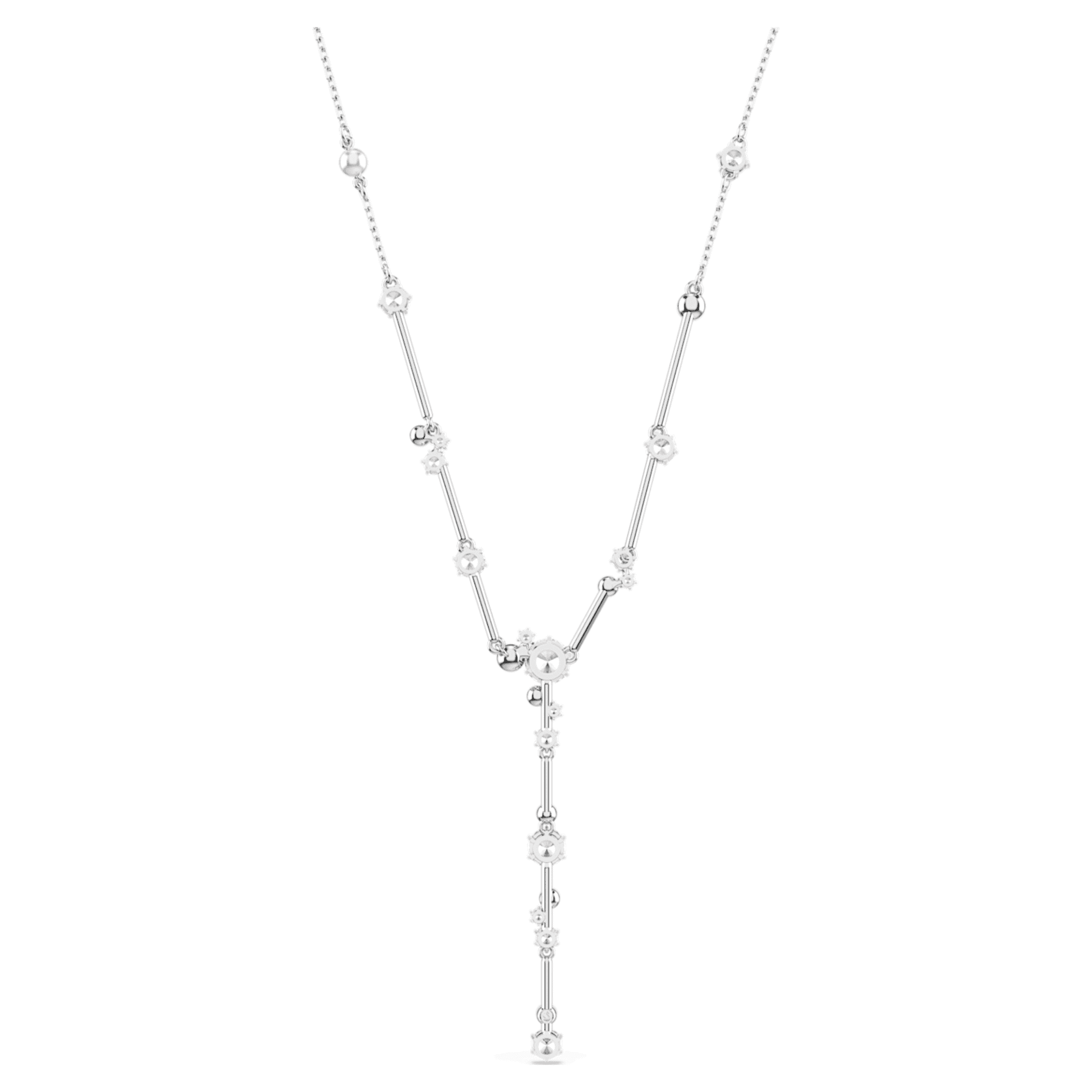 Swarovski Constella Y necklace Crystal pearl, Round cuts, White, Rhodium plated