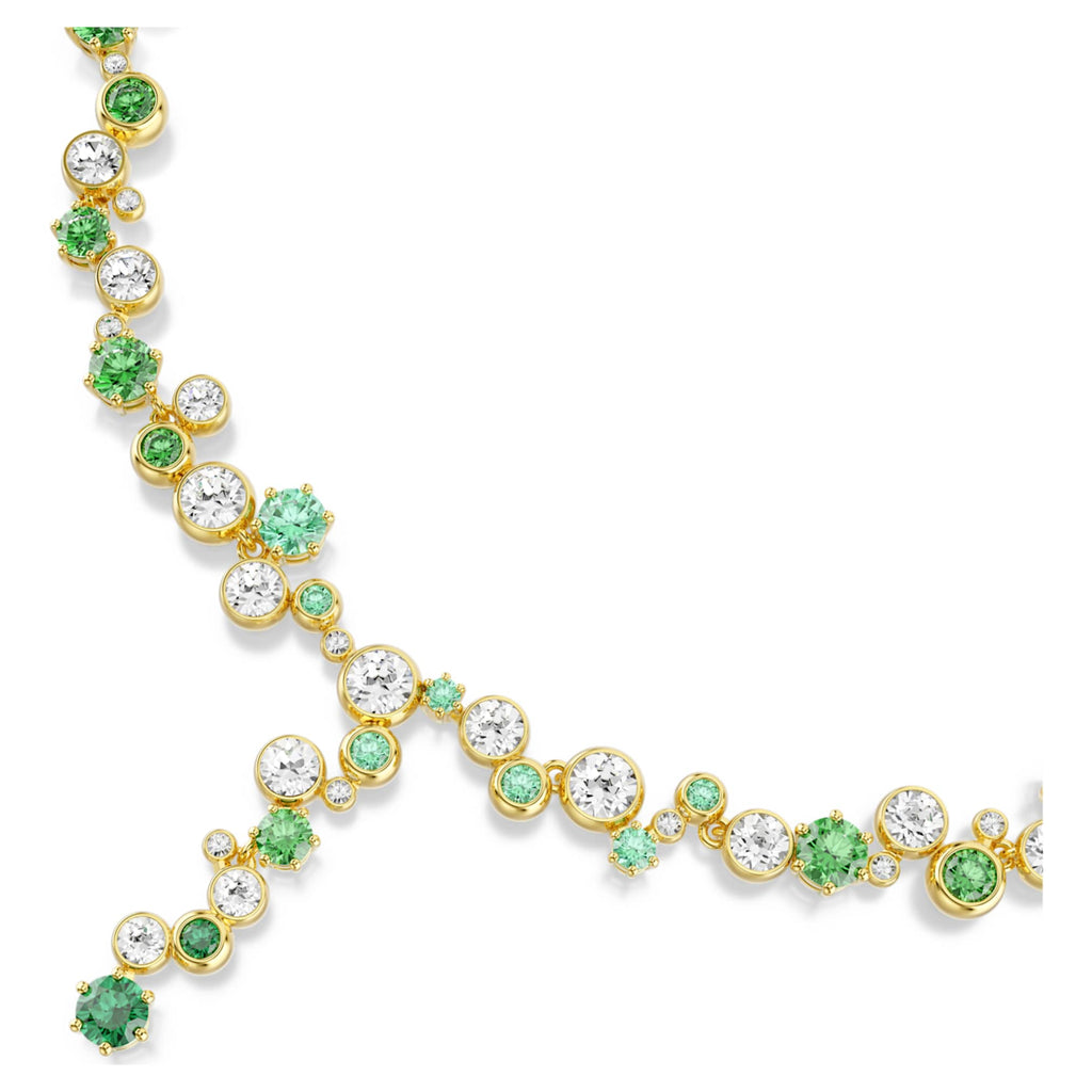 Swarovski Constella y necklace Mixed cuts, Green, 18K gold finish