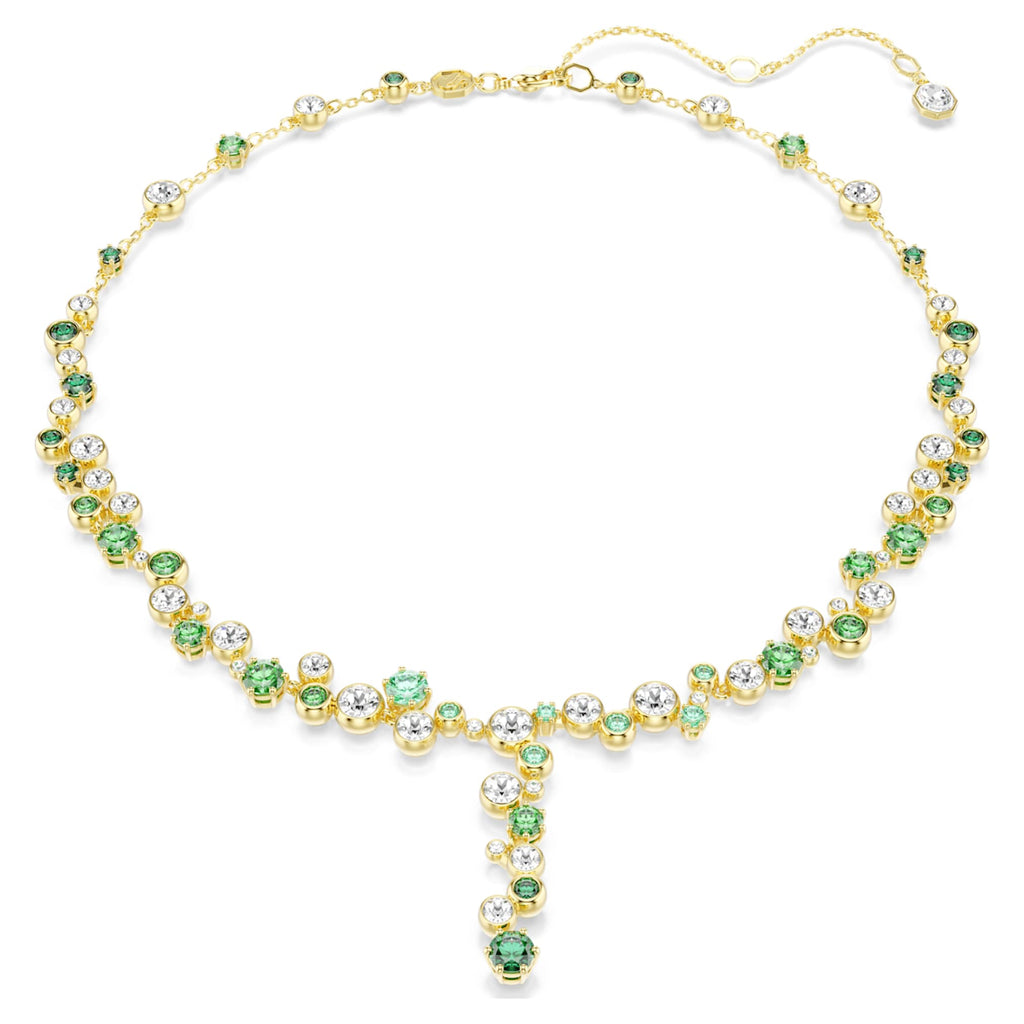 Swarovski Constella y necklace Mixed cuts, Green, 18K gold finish