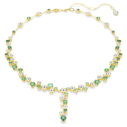 Swarovski Constella y necklace Mixed cuts, Green, 18K gold finish