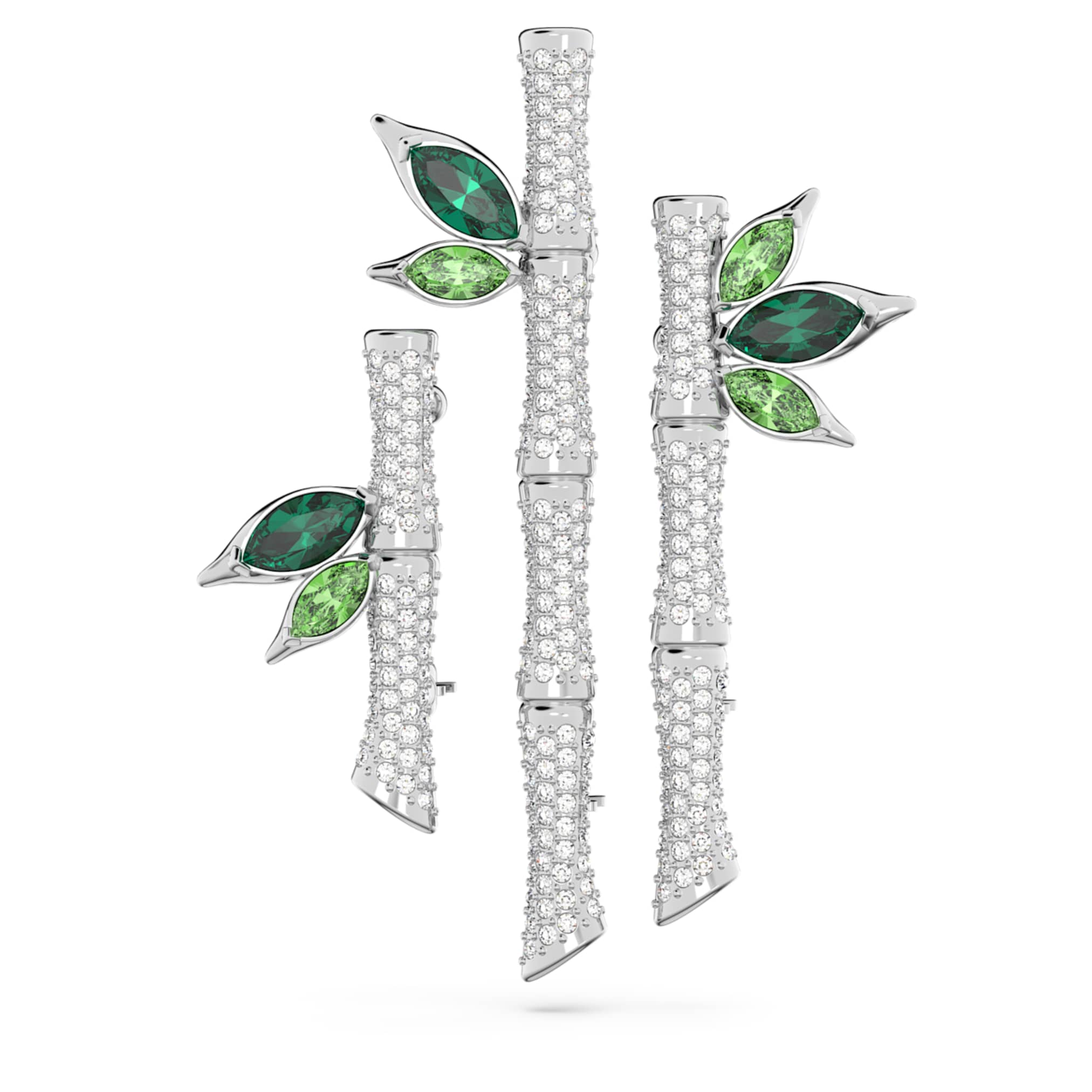 Swarovski Dellium brooch Bamboo, Green, Rhodium plated