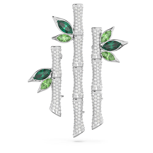 Swarovski Dellium brooch Bamboo, Green, Rhodium plated