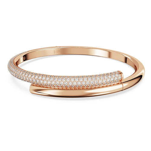 Swarovski Dextera bangle Magnetic closure, White, 18K rose gold finish