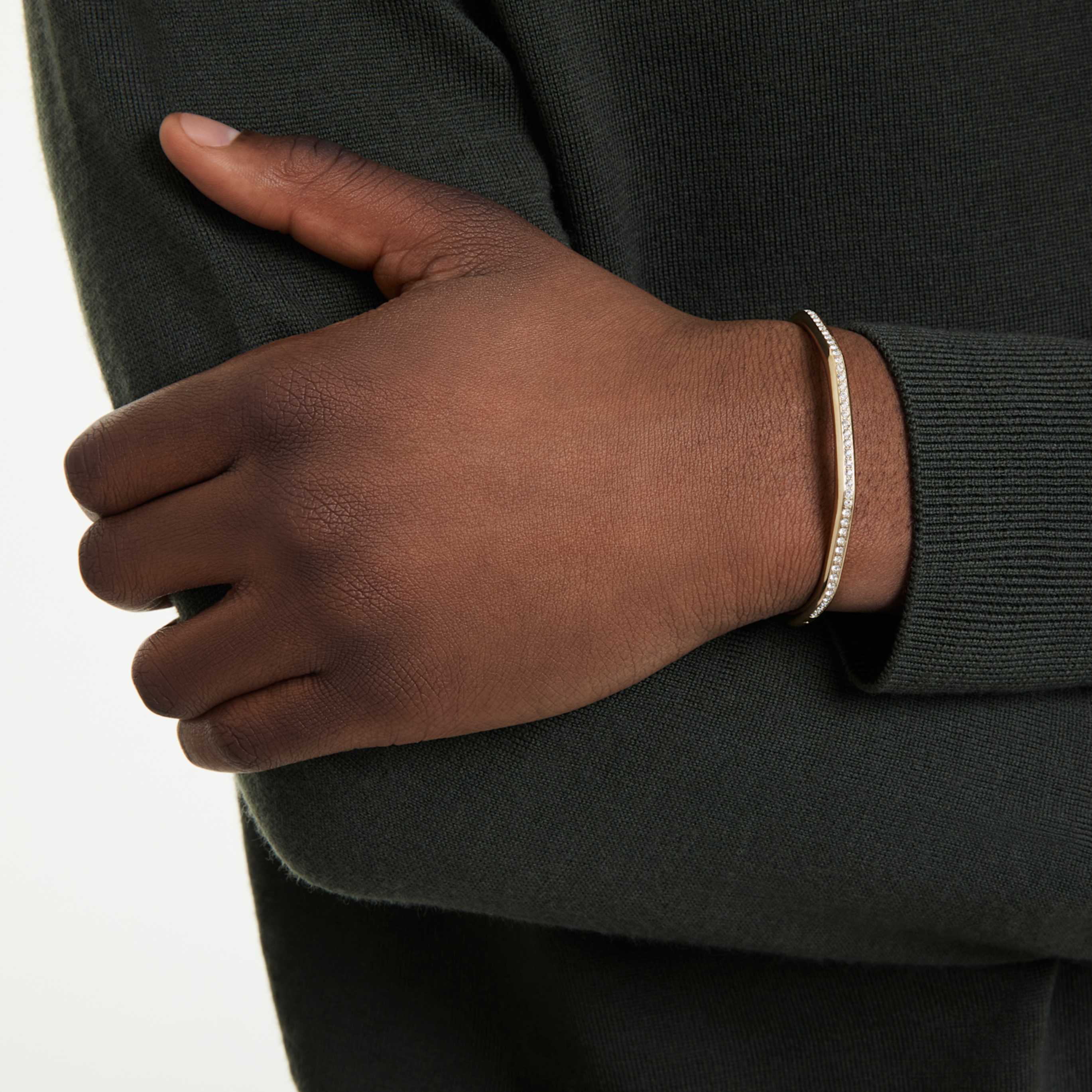 Swarovski Dextera bangle Octagon shape, Round cut, White, 18K gold finish