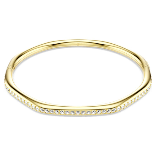 Swarovski Dextera bangle Octagon shape, Round cut, White, 18K gold finish