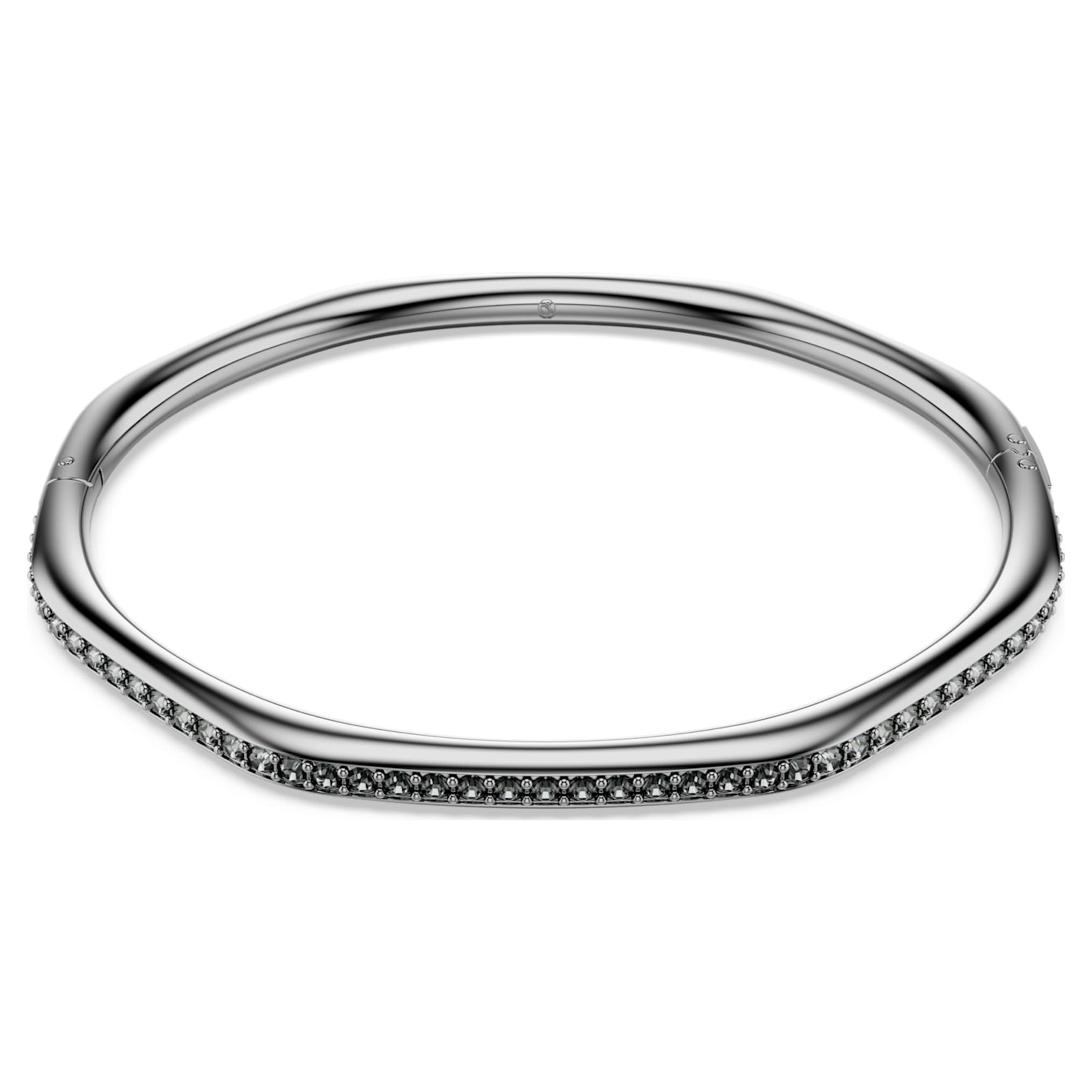 Swarovski Dextera bangle Octagon shape, Round cut, White, Ruthenium plated
