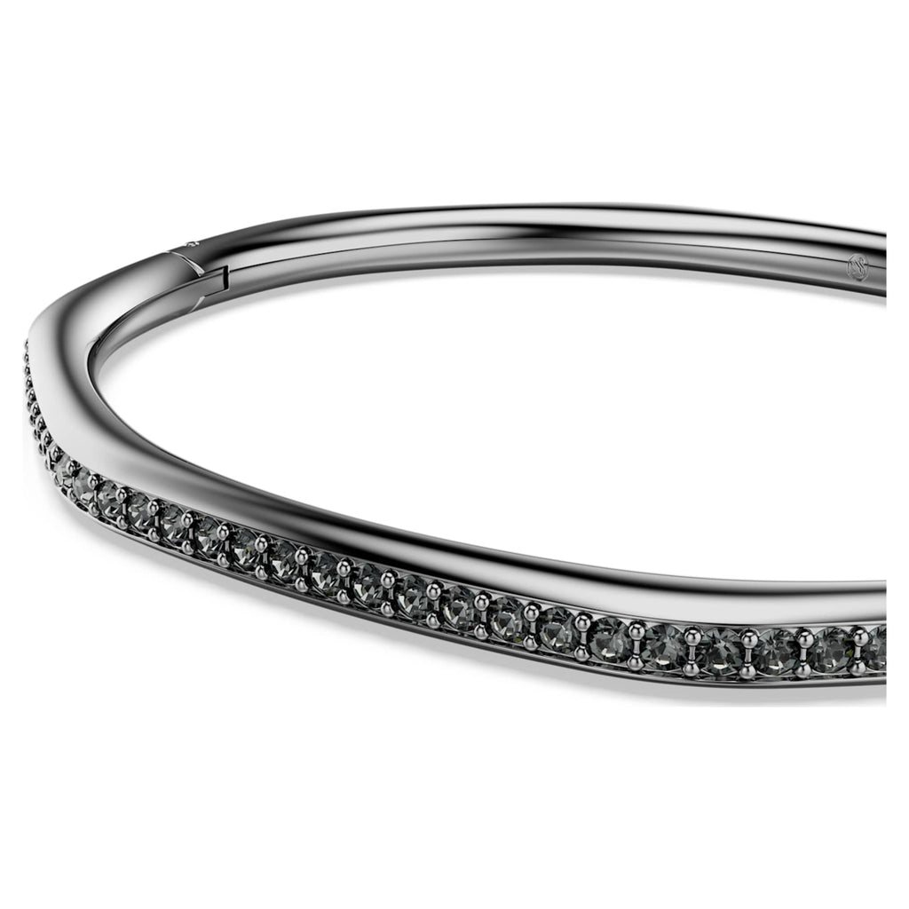 Swarovski Dextera bangle Octagon shape, Round cut, White, Ruthenium plated