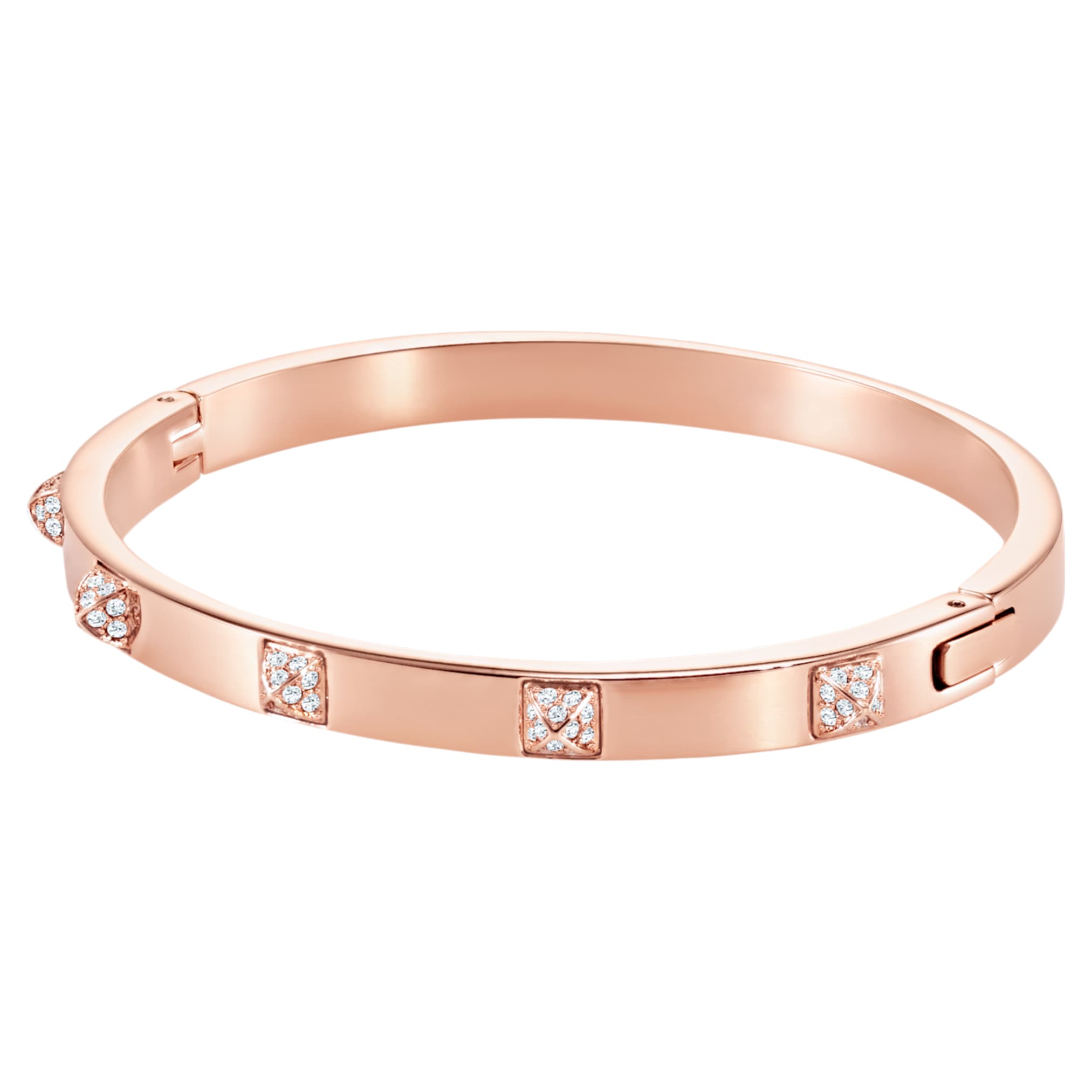Swarovski Dextera bangle Pavé, White, 18K rose gold finish
