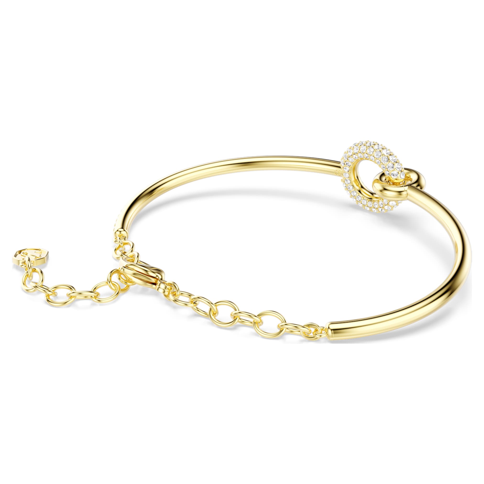 Swarovski Dextera bangle Round cut, White, 18K gold finish