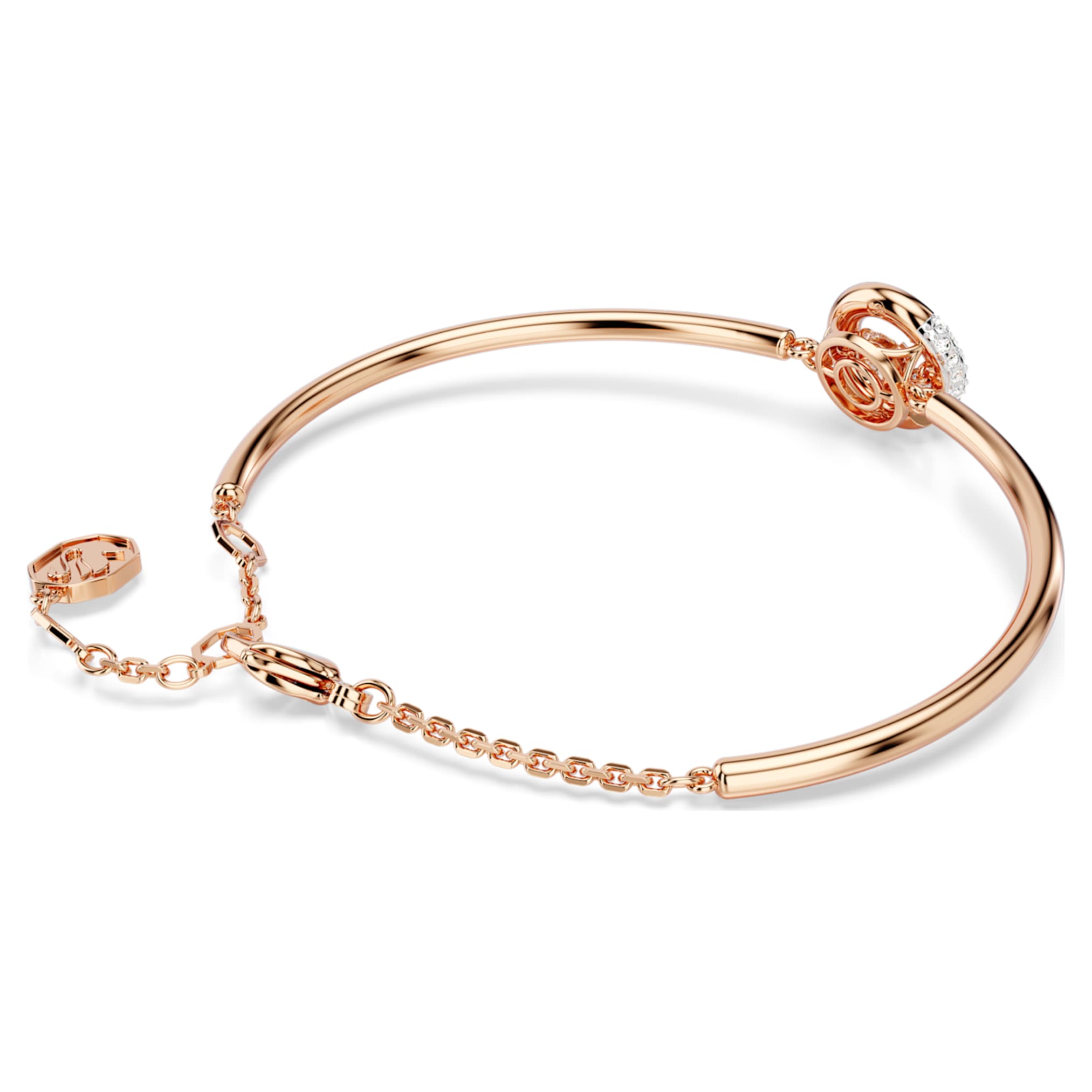 Swarovski Dextera bangle Round cut, White, 18K rose gold finish