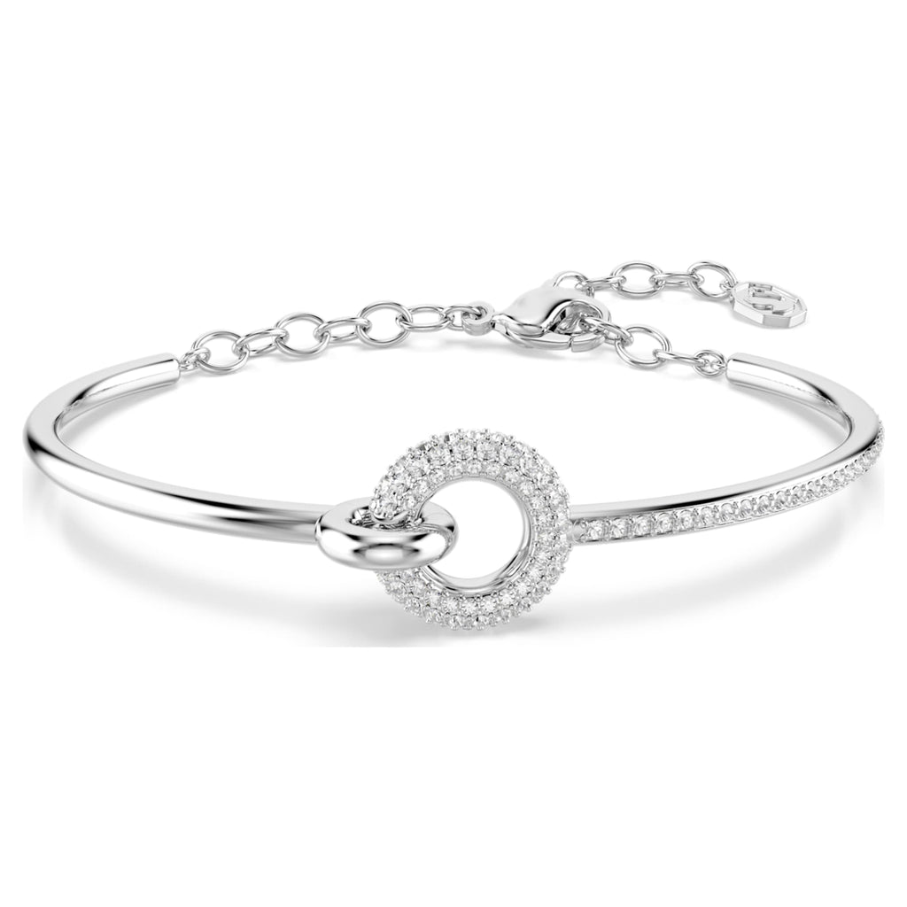 Swarovski Dextera bangle Round cut, White, Rhodium plated