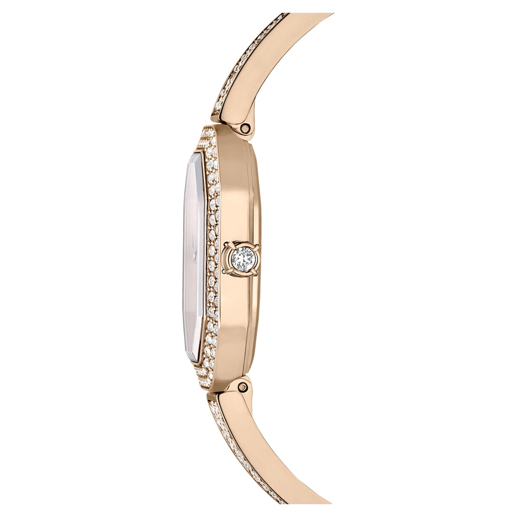 Swarovski Dextera bangle watch Swiss Made, Metal bracelet, Gold tone, Champagne gold-tone finish