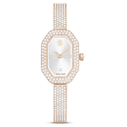 Swarovski Dextera bangle watch Swiss Made, Metal bracelet, Gold tone, Champagne gold-tone finish