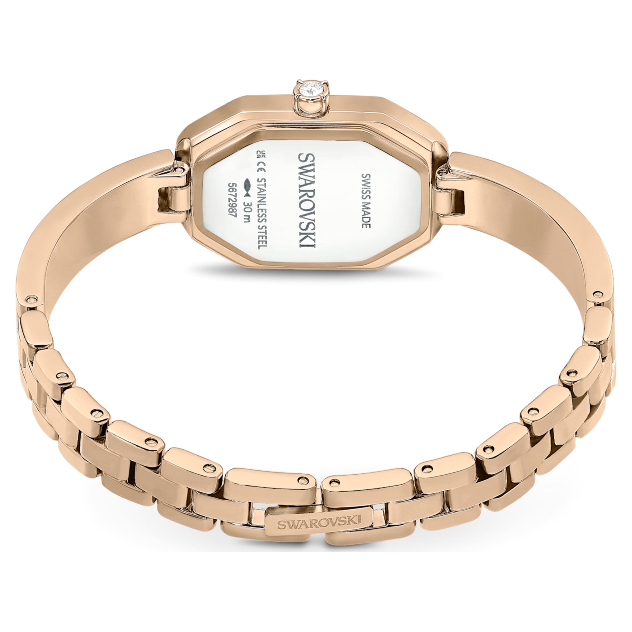 Swarovski Dextera bangle watch Swiss Made, Metal bracelet, Gold tone, Champagne gold-tone finish