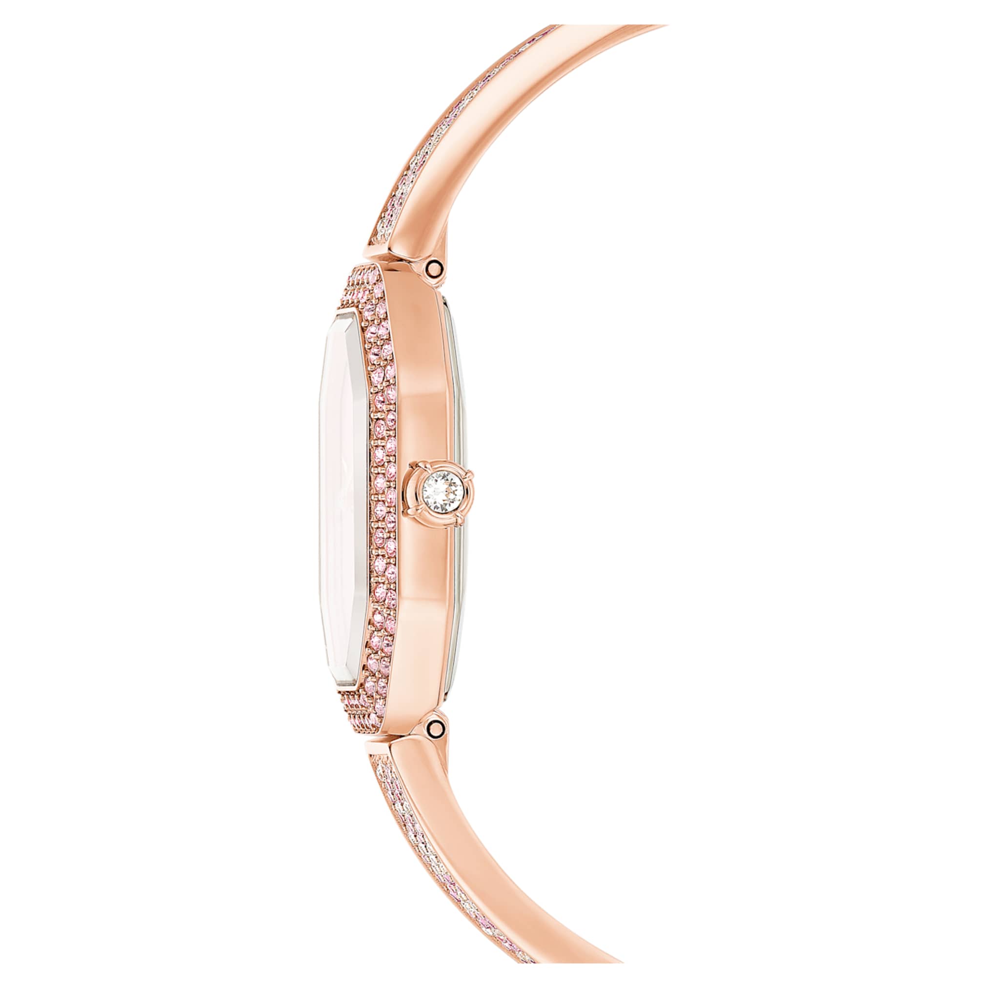 Swarovski Dextera bangle watch Swiss Made, Metal bracelet, Pink, Rose gold-tone plated