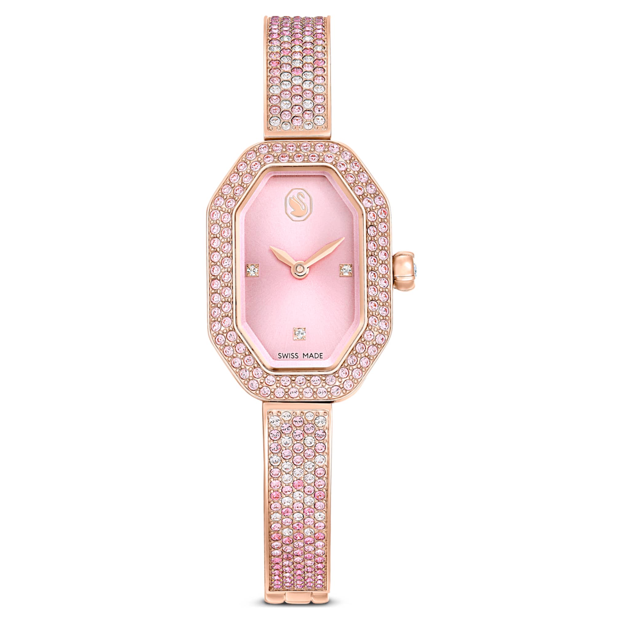 Swarovski Dextera bangle watch Swiss Made, Metal bracelet, Pink, Rose gold-tone plated