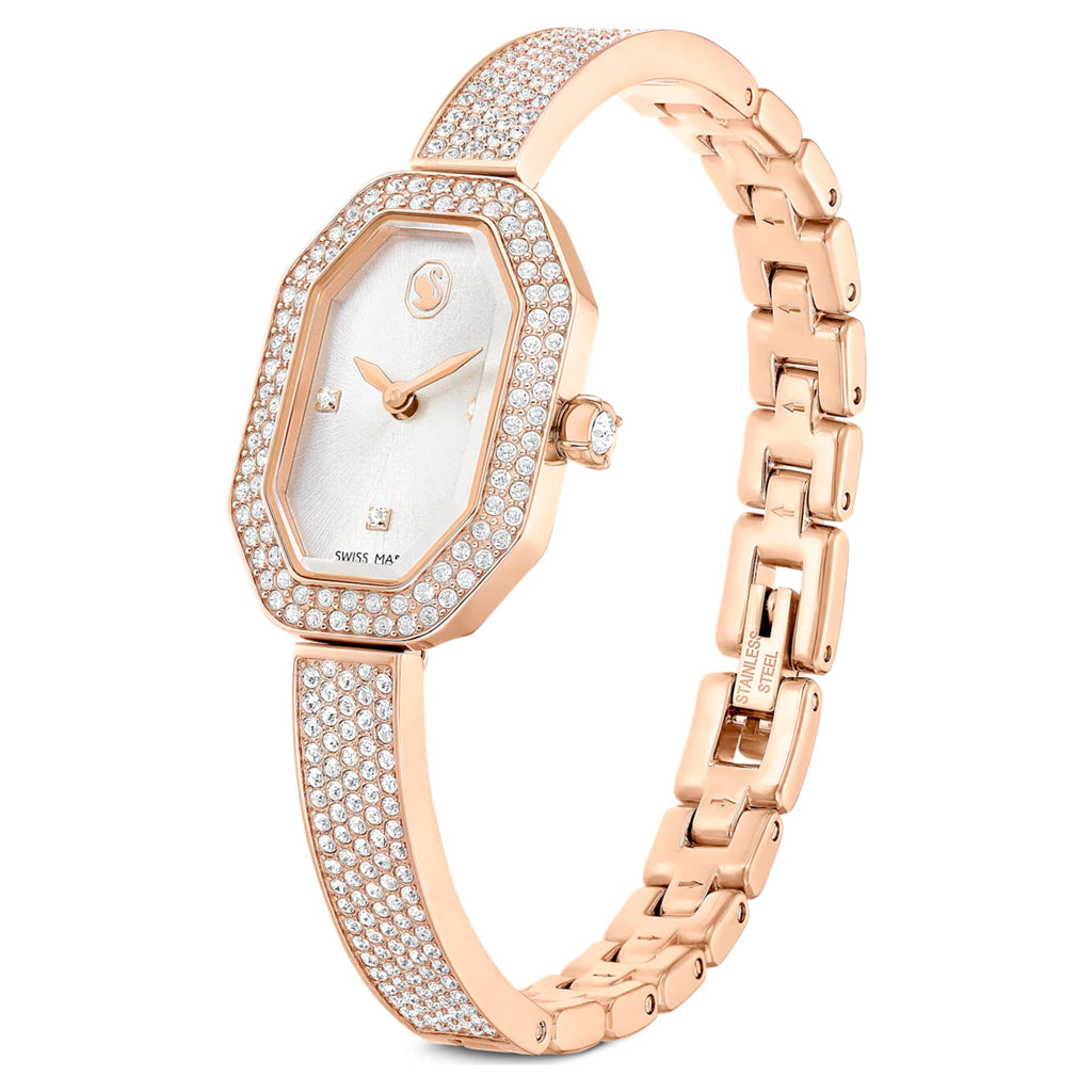 Swarovski Dextera bangle watch Swiss Made, Metal bracelet, Rose gold tone, Rose gold-tone finish