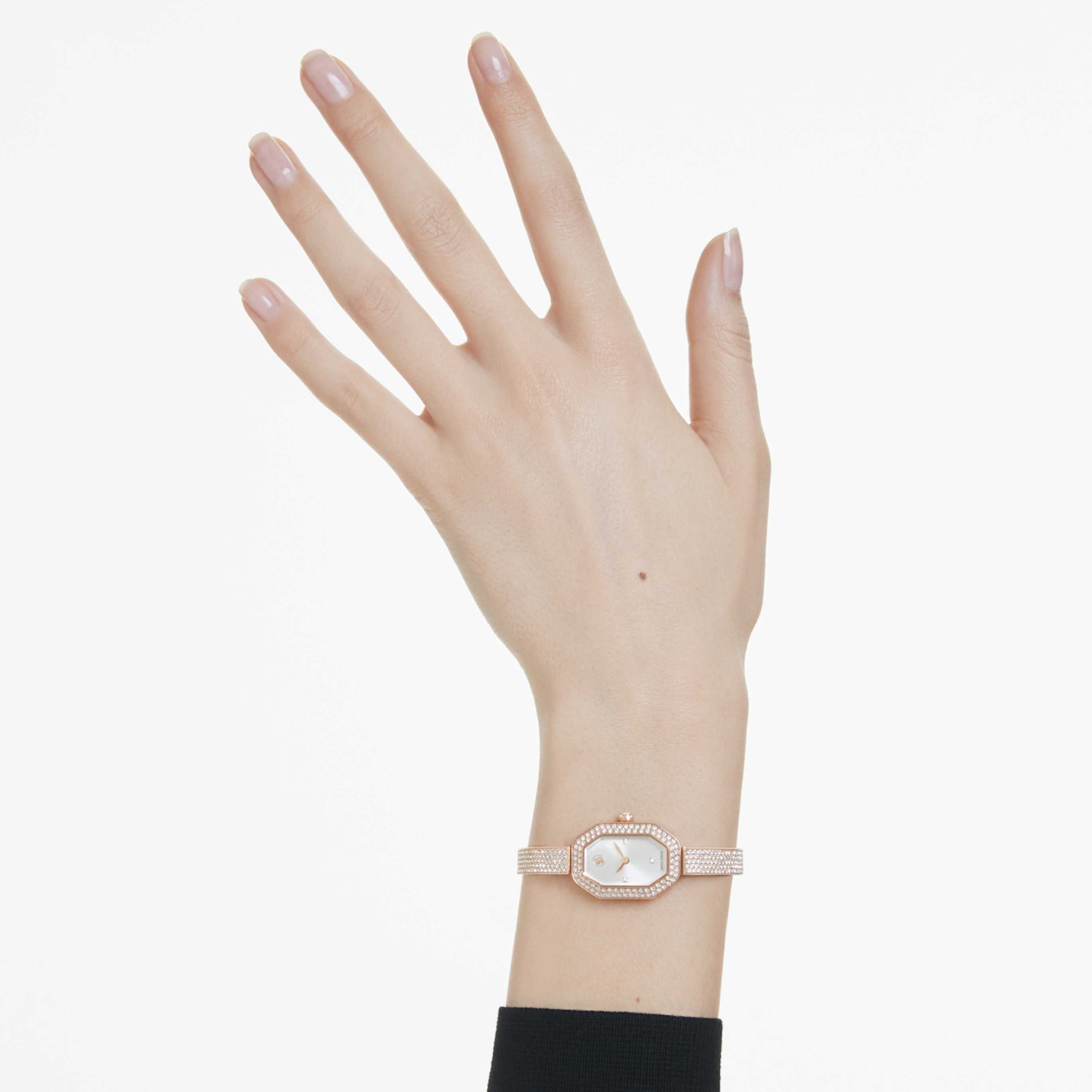 Swarovski Dextera bangle watch Swiss Made, Metal bracelet, Silver tone, Stainless steel