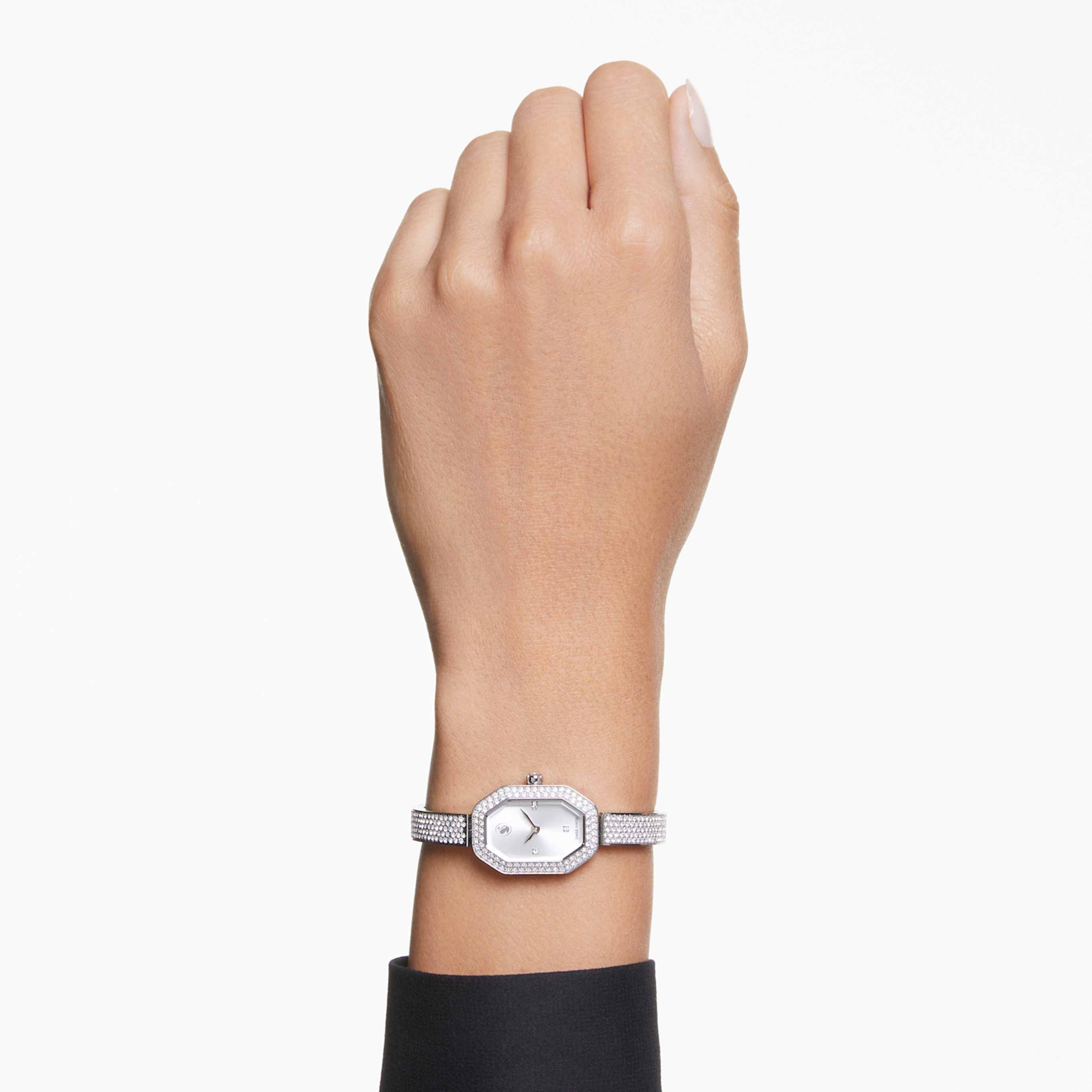 Swarovski Dextera bangle watch Swiss Made, Metal bracelet, Gold tone, Champagne gold-tone finish