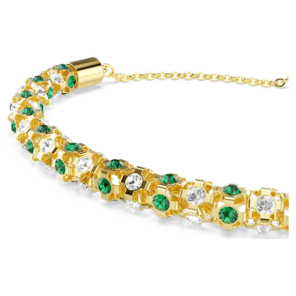 Swarovski Dextera bracelet Round cut, Green, 18K gold finish