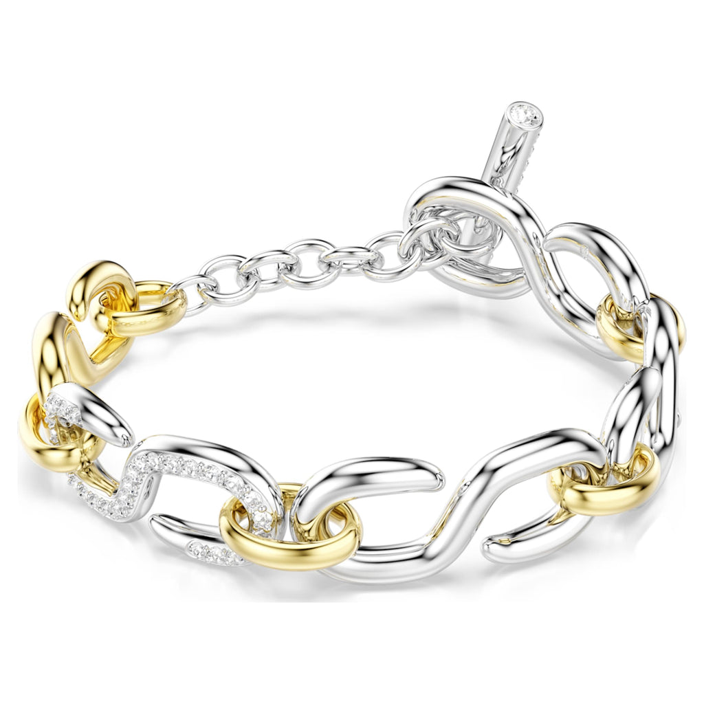 Swarovski Dextera bracelet Round cut, T-bar, White, Mixed metal finish